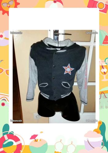 Blouson à capuche "teddy" 10 ans gris clair et gris foncé