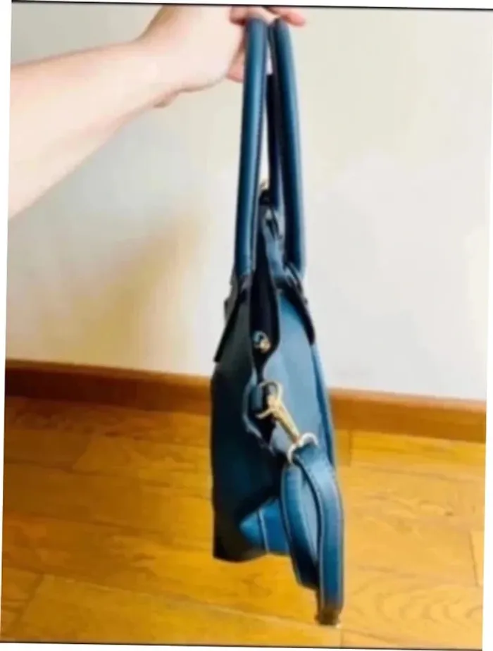 Sublime sac à main bleu turquoise canard avec poignée et bandoulière - photo numéro 5