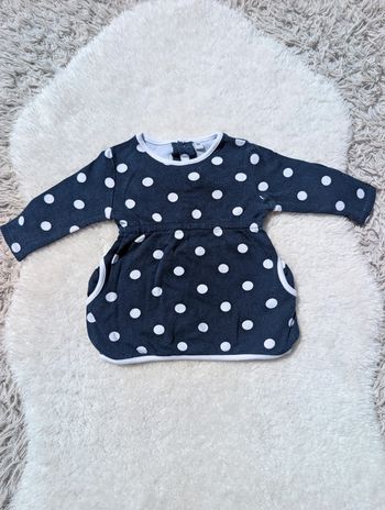 Robe marine à pois Blanc 6 mois