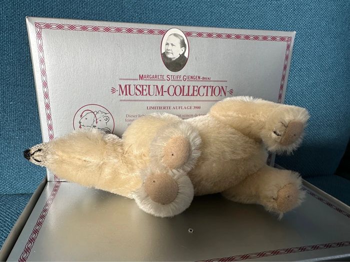 Steiff Replica 1909 Polarbär peluche ours polaire blanc Mohair 18cm édition limitée numérotée - photo numéro 5