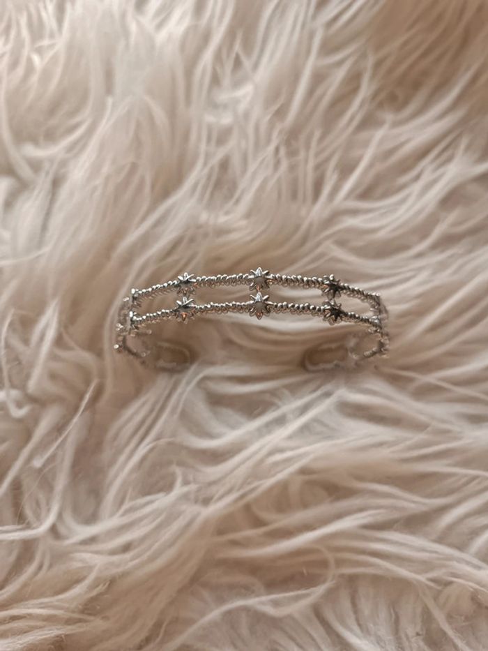 Bracelet jonc "Kelian" argenté en acier inoxydable réglable motif étoiles Bohm Neuf - photo numéro 2