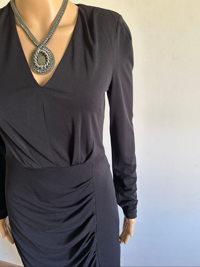 Robe noire drapée à manches longues Morgan taille 34 jamais portée - photo numéro 4