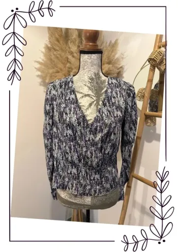 Blouse manches longues fluide forme portefeuille