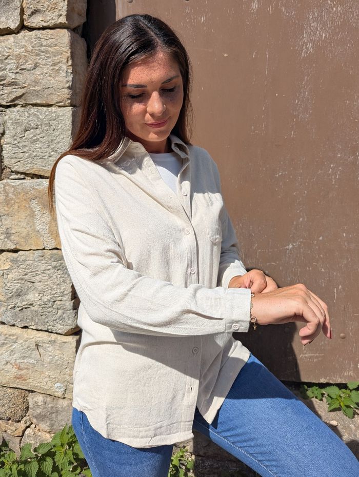 Chemise en lin écru Agen oversize 
Taille S/M - photo numéro 4