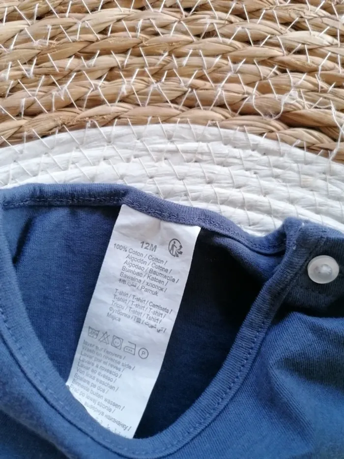 Tee-shirt manches courtes bleu - 12 mois - photo numéro 2