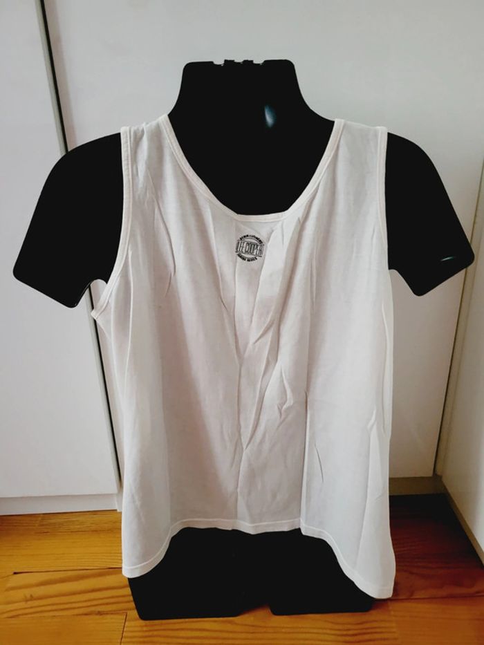 Haut Top tee shirt débardeur blanc Lee Cooper denim en 100% coton taille L 40 - photo numéro 5