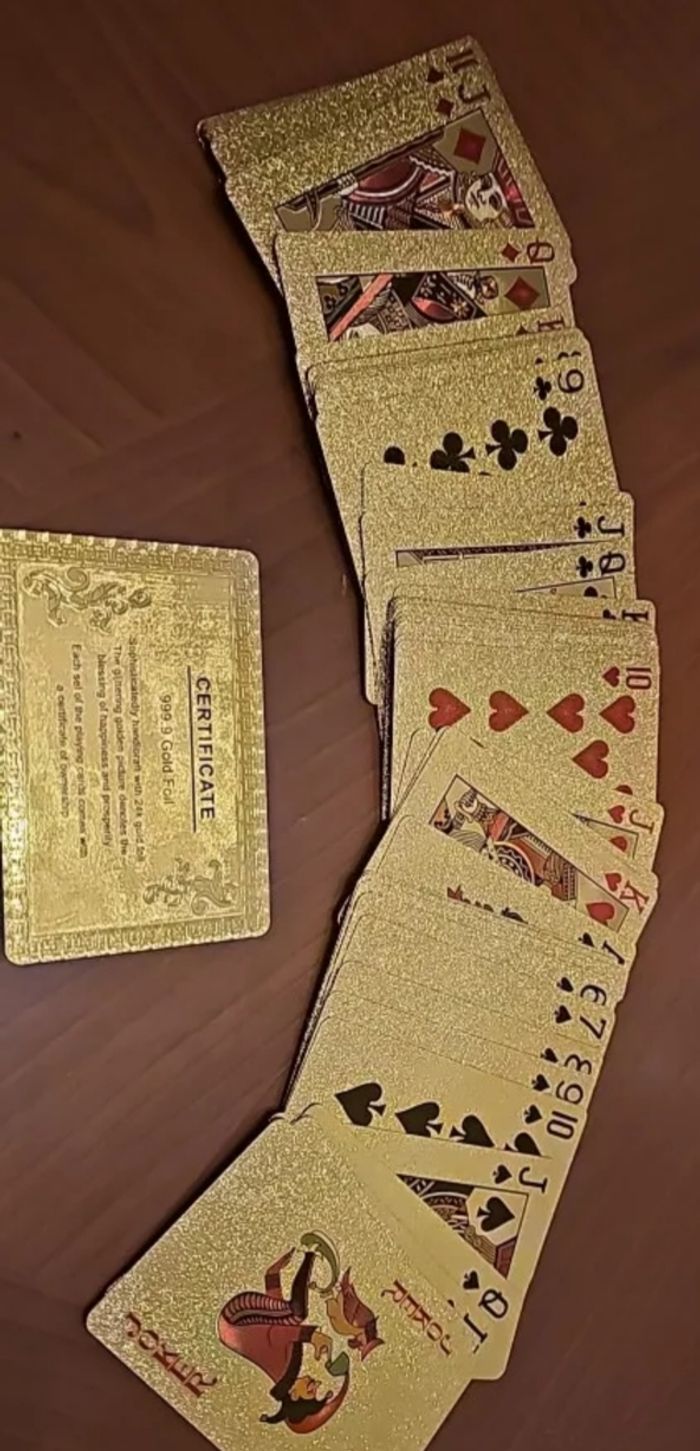Jeu de carte classique belote poker original jolie doré - photo numéro 2
