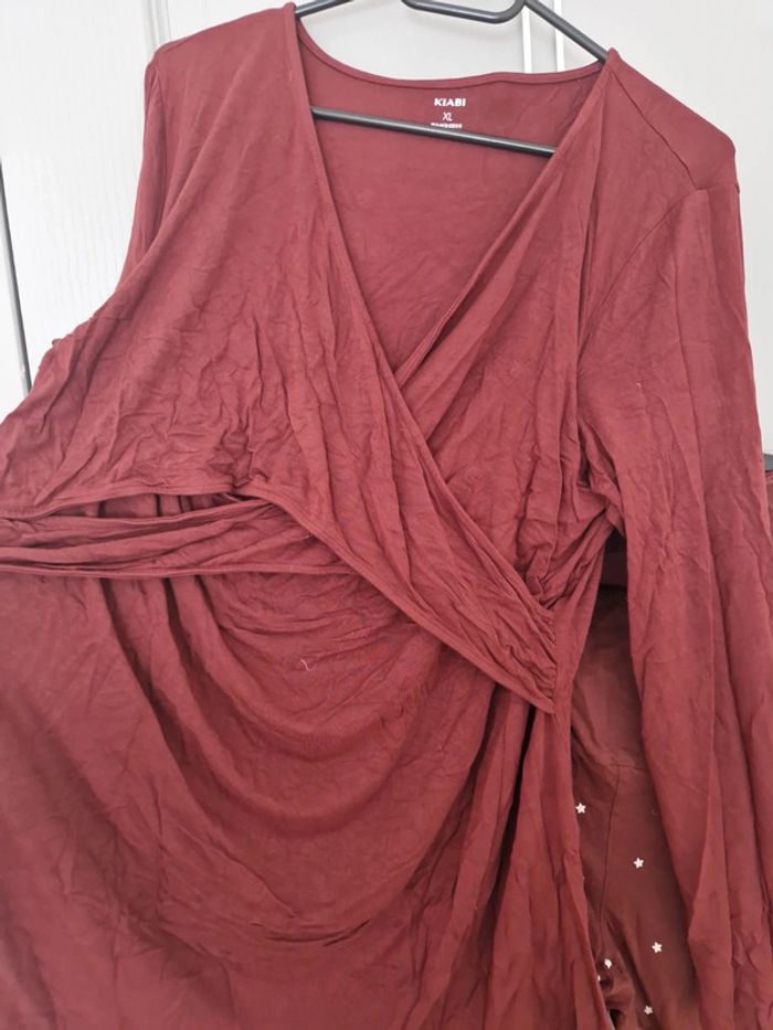 Pyjama de grossesse marron bordeaux étoiles taille XL Très bon état Kiabi - photo numéro 2