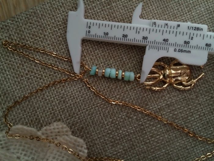 Collier scarabée et pierres d'Opale bleu naturelles - photo numéro 4