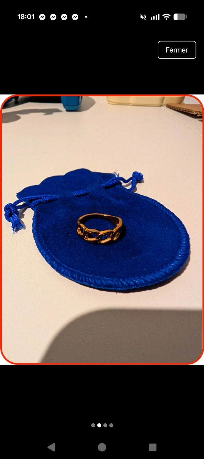 Bague gourmette en titane doré – Neuve - photo numéro 2