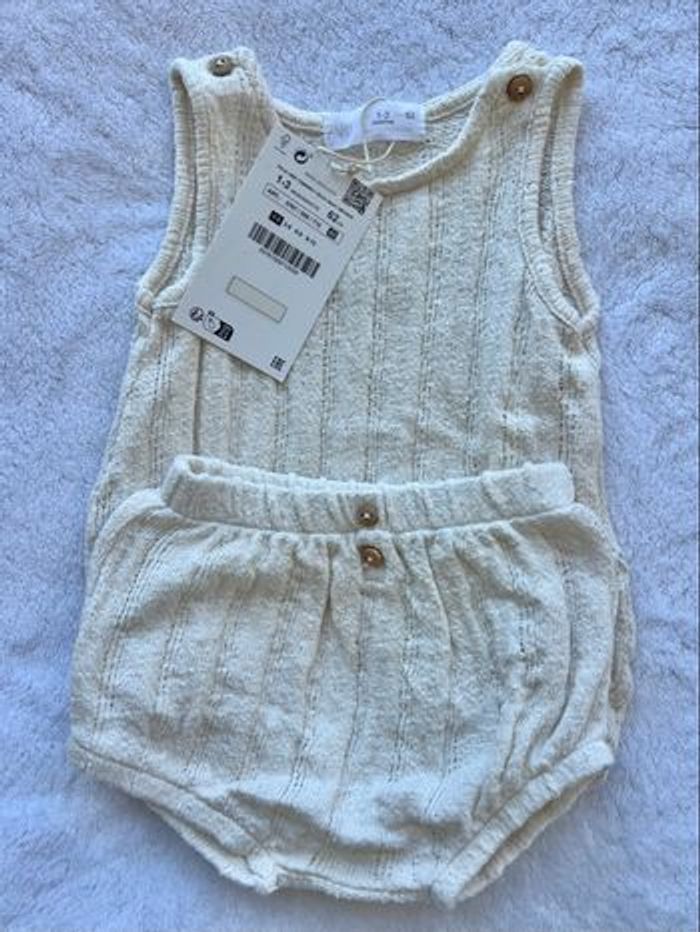 Barboteuse et short en maille 1-3mois/62cm - Zara - photo numéro 2