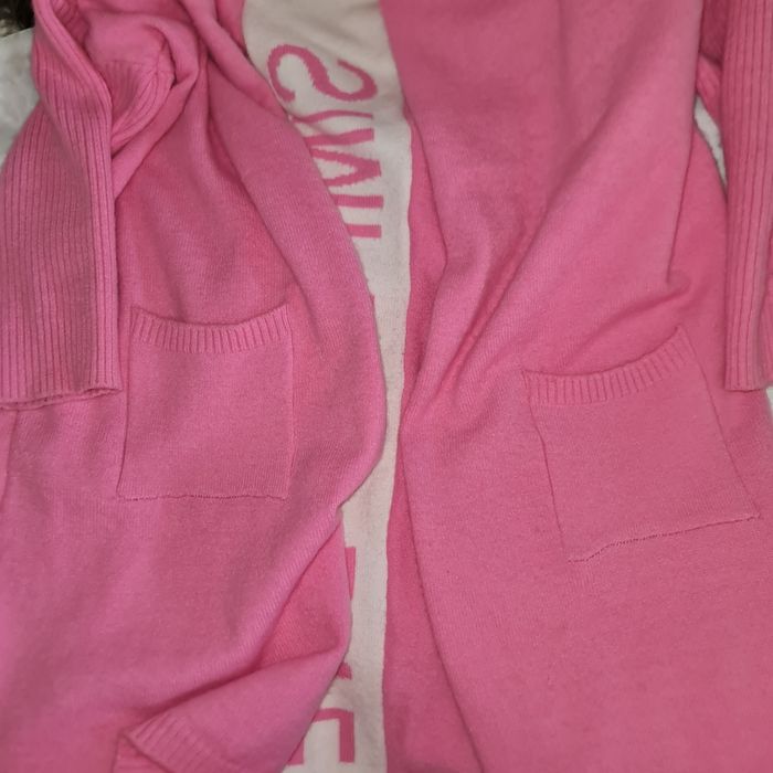 Long gilet maille oversize rose neuf - photo numéro 2