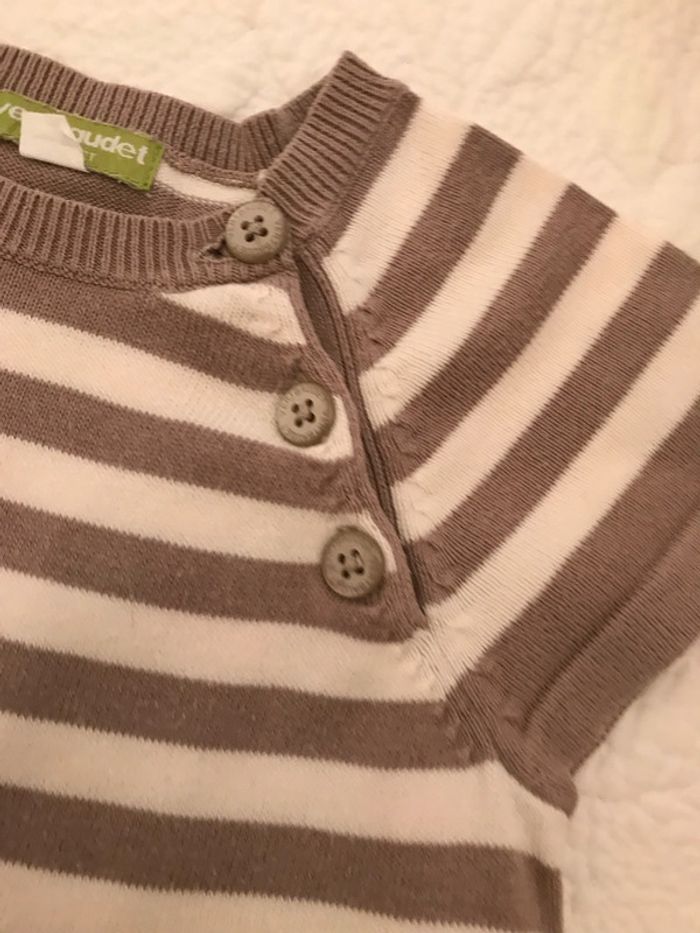 Robe à rayures crème et taupe 12 Mois - photo numéro 2