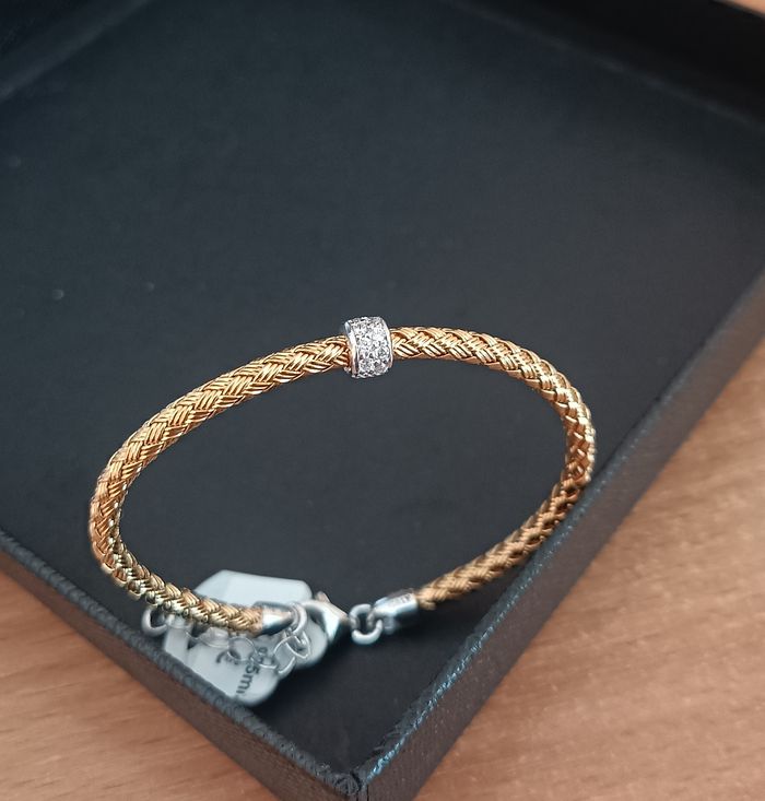 Valenzi, bracelet enfant, Argent doré 925 et rondelle d'oxyde de zirconium. Neuf