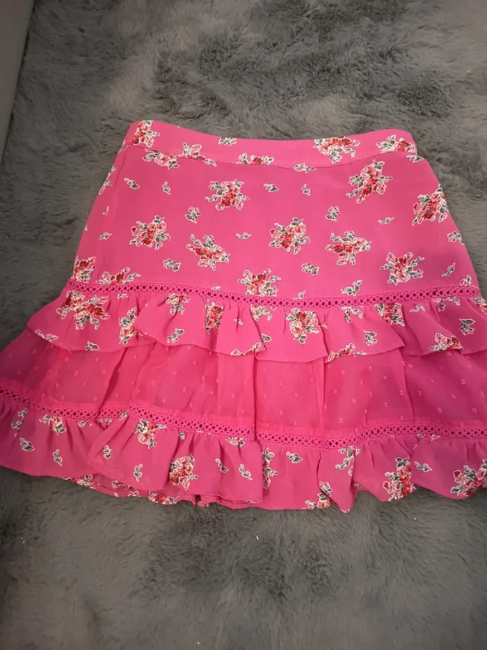 Jupe rose fleuri glamorous - Taille S 36 - photo numéro 3