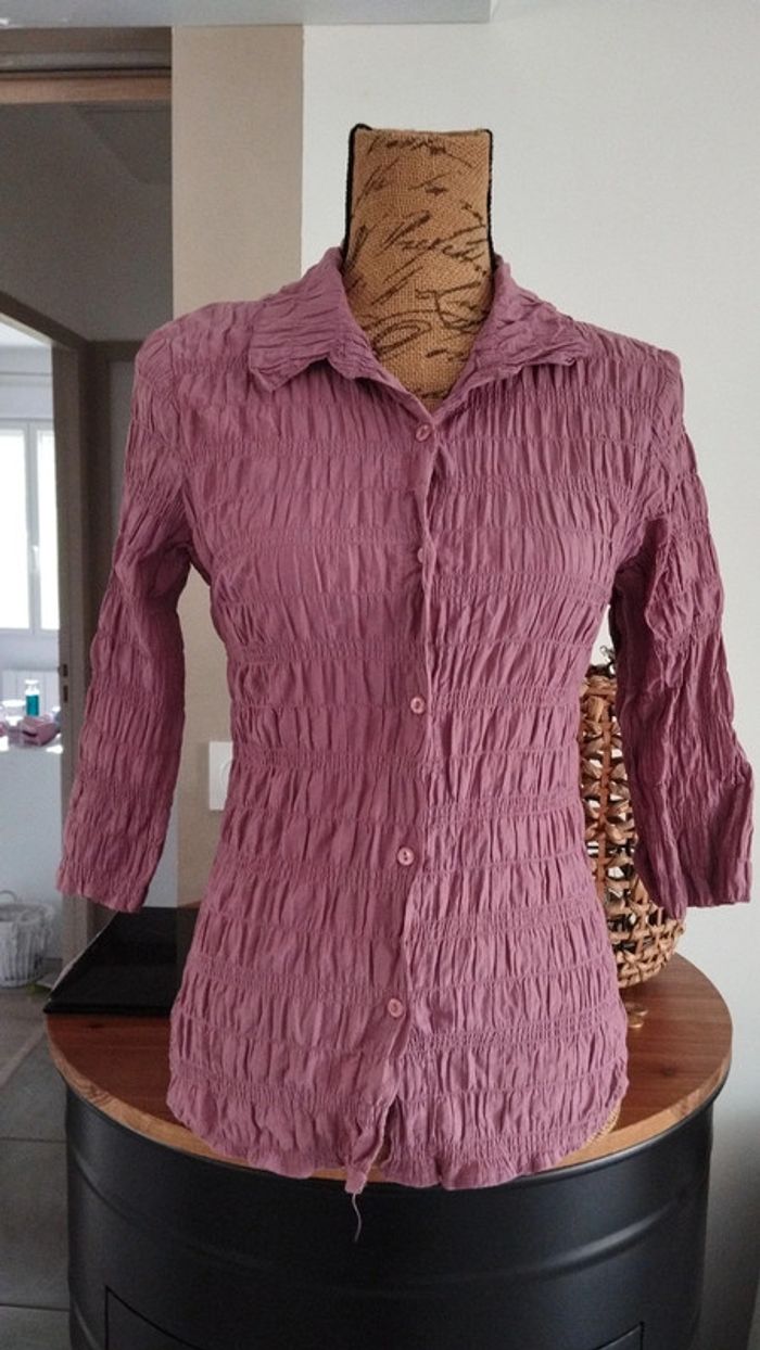 Chemise style froissée vieux rose taille 40