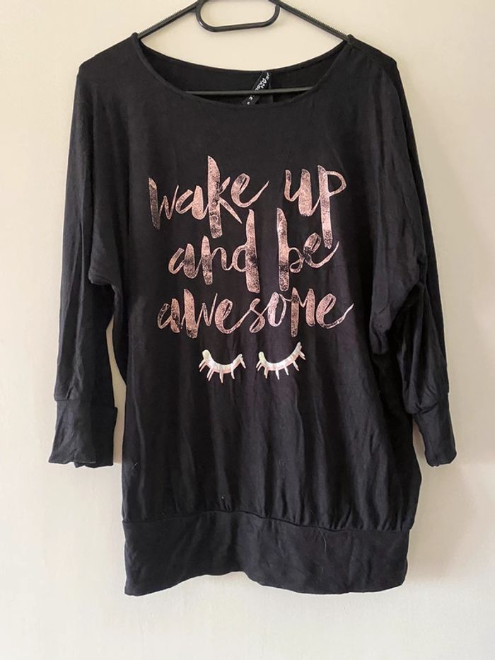 T-shirt manches 3/4 « wake up and be awesome » Jean Pascale Taille S