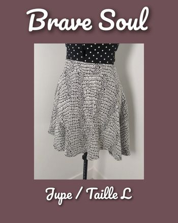 Jupe courte noir blanc taille L Brave Soul