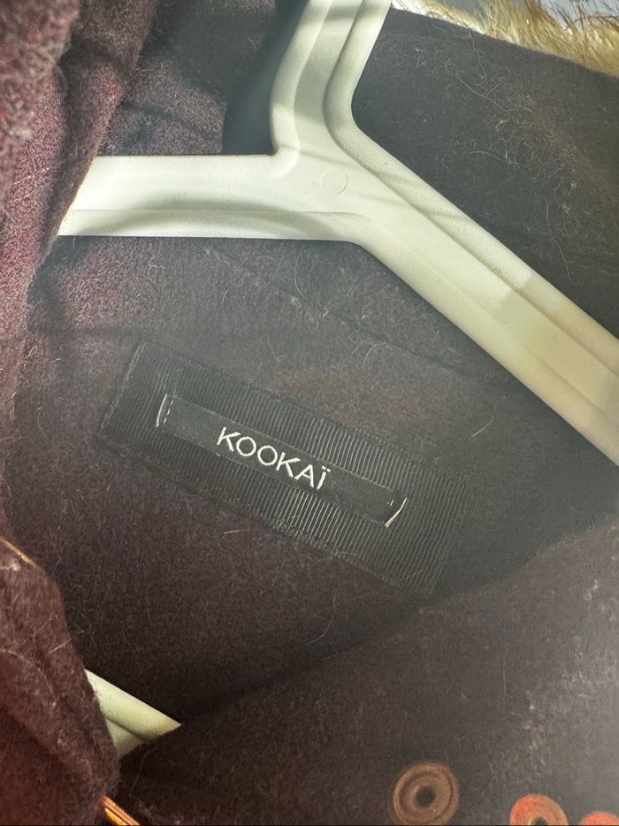 Manteau 62% laine KOOKAI lie de vin - photo numéro 5