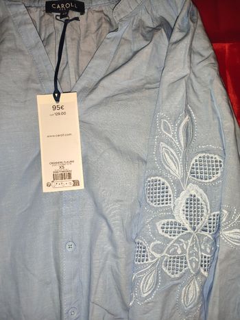 Blouse légère brodée ajourée aux manches 34 xs