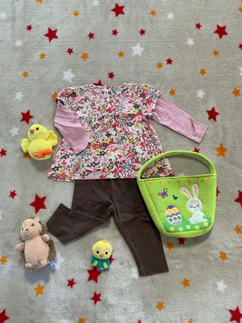 Ensemble Tee-shirt A Manches Longues Et Legging AssortiRose et Marron 12M