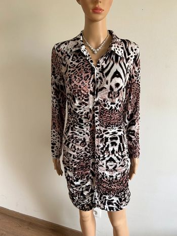 Robe imprimée léopard à manches longues Made in Italy taille unique jamais portée