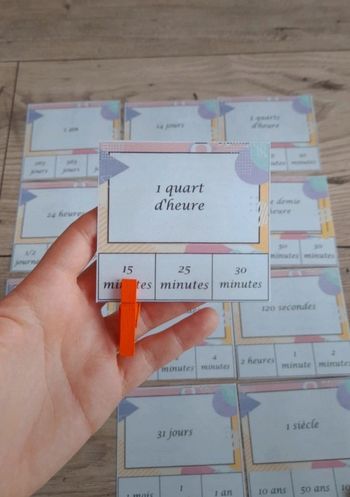 Cartes à pinces : temps. Se repérer sans le temps : heure, jour, siècle, année etc