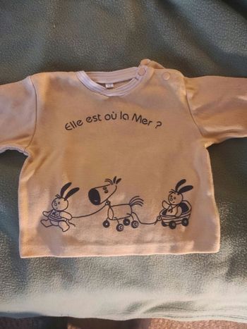 Sweat jaune 12 mois "elle est où la mer"