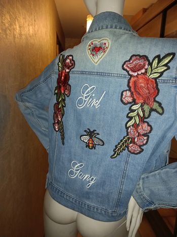 veste en jeans avec broderies au dos girl gang miss liberto taille 42