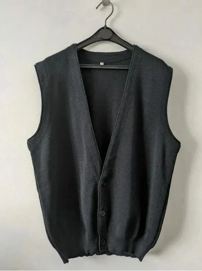 Gilet vintage marine sans manches - 50% laine - taille 46 - photo numéro 1