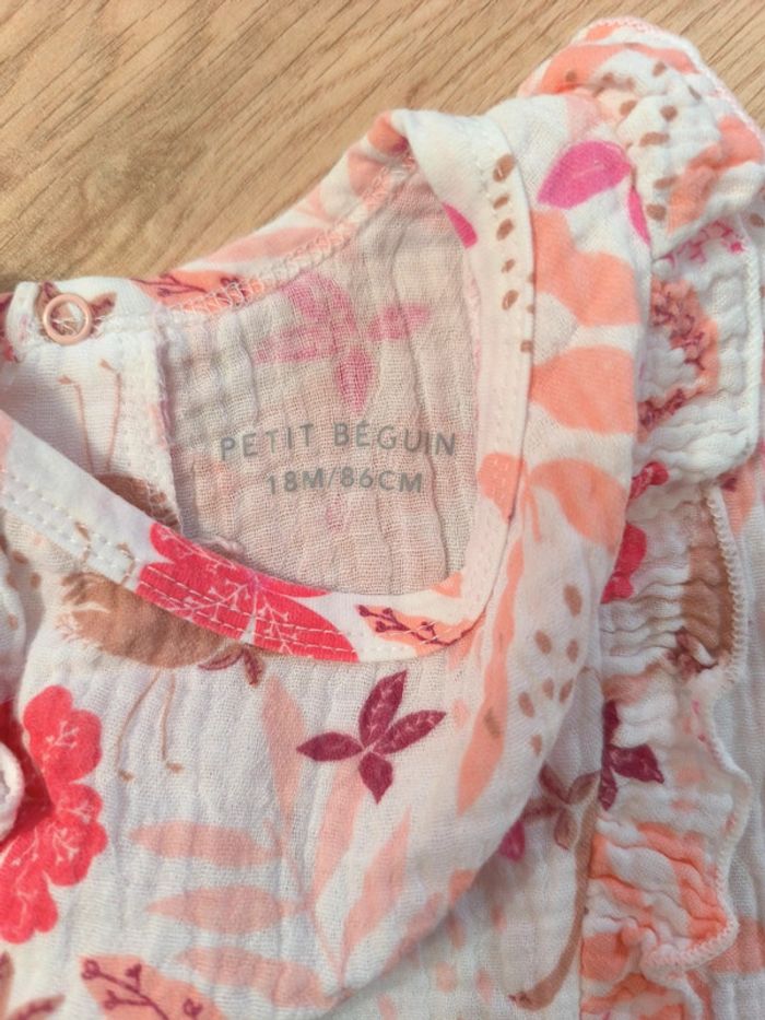 Robe fleurie en gaze de coton Petit Béguin - Taille 18 mois 86cm - photo numéro 3