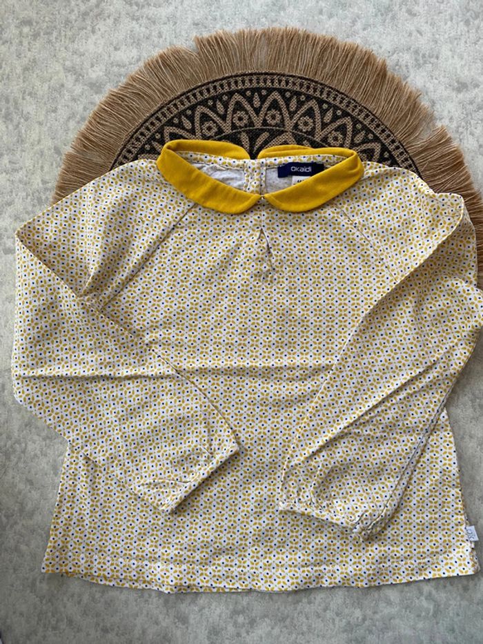 T-shirt col Claudine jaune fille Okaidi