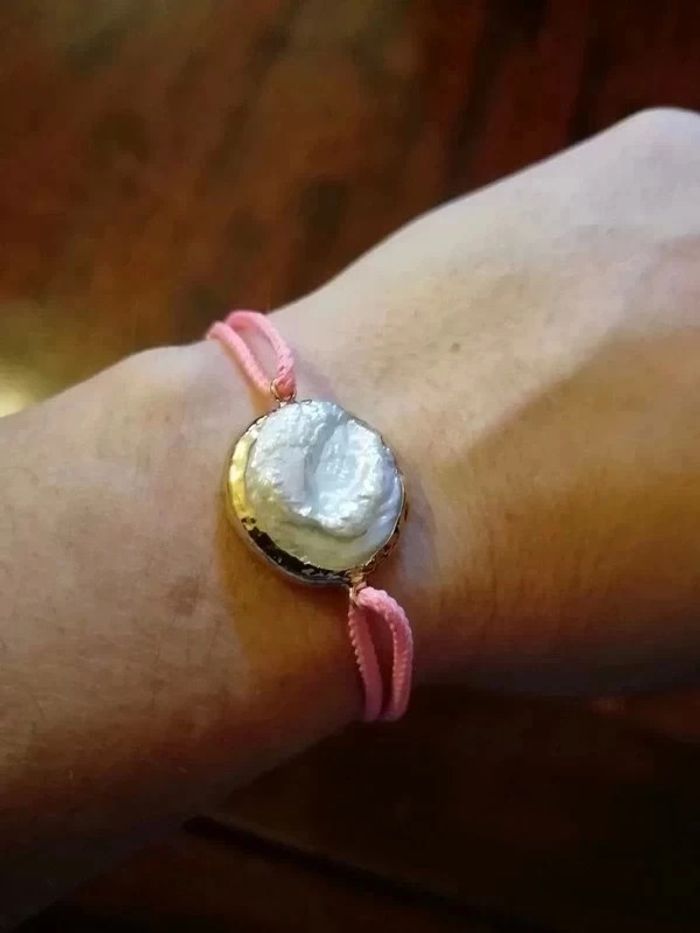 Nacre sur lien coton rose réglable - photo numéro 2