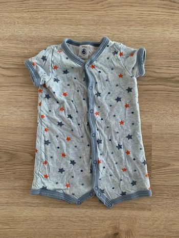 Barboteuse Petit Bateau bleu motif étoiles - 3mois (60cm)