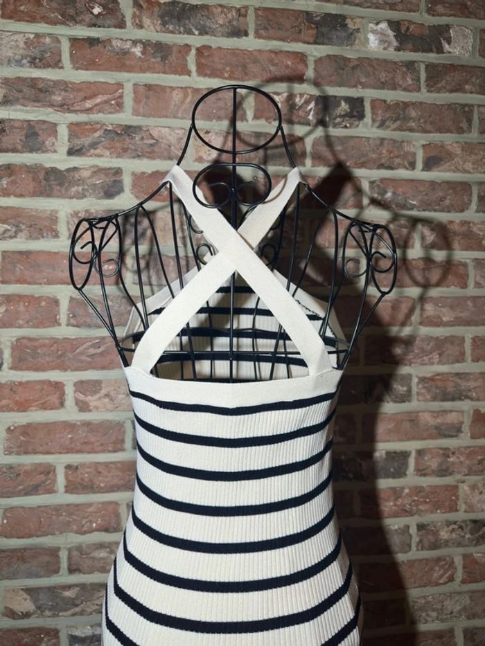 Robe longue rayée Bershka Taille M / 38 , dos croisé et fente - photo numéro 12