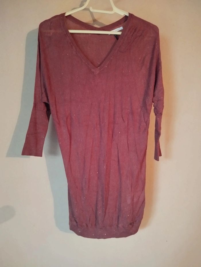 Haut Manches 3/4 Les petites bombes LPB Woman neuf marron fils argentés