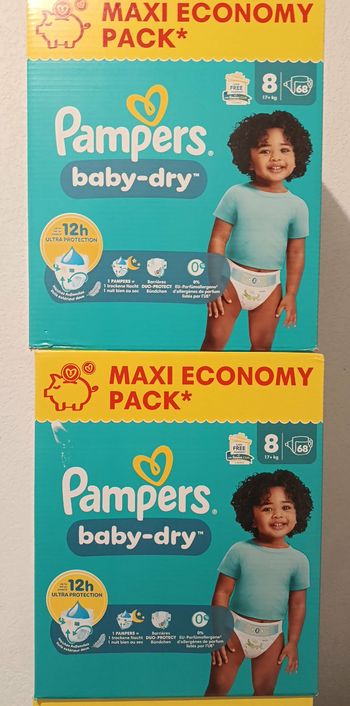 2 Cartons Pampers T8 17kgs+ 136 Couches. Port au Mini