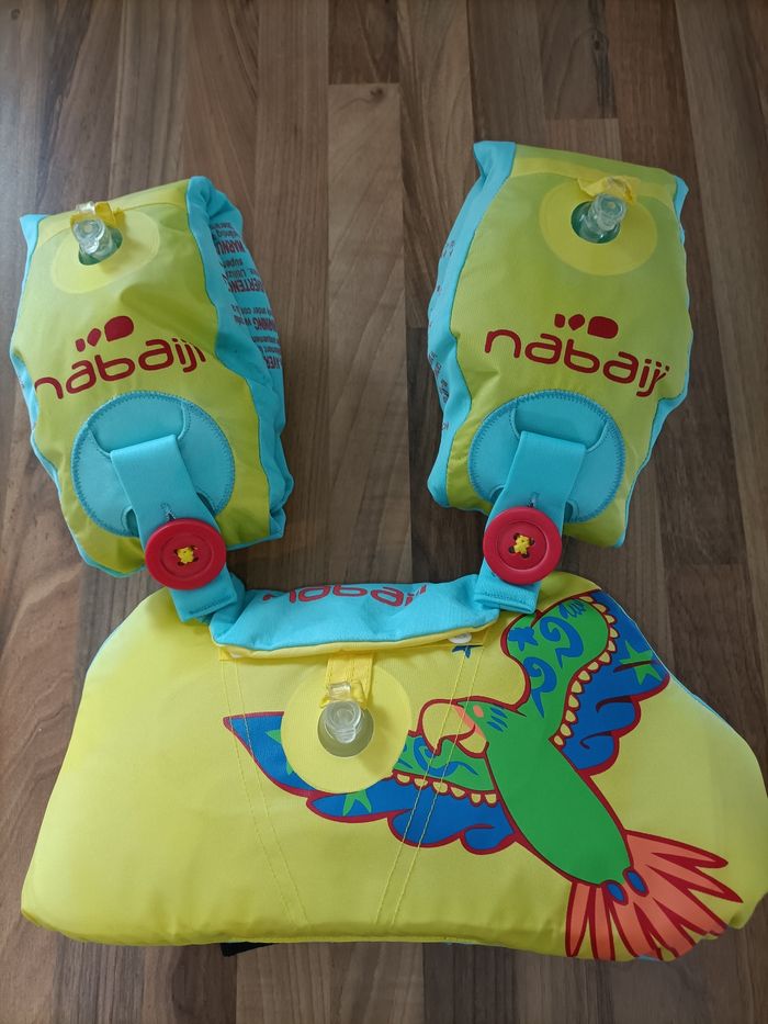 Gilet de flottaison 15-30 kg piscine Nabaiji jaune et bleu perroquet - photo numéro 2