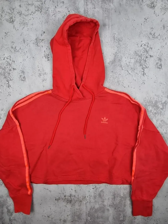 Pull crop top à capuche Adidas – Taille XS Femme (mesures en photos) - photo numéro 3