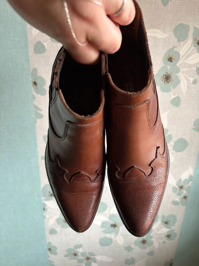 Bottines marrons en cuir pointure 39 - photo numéro 5