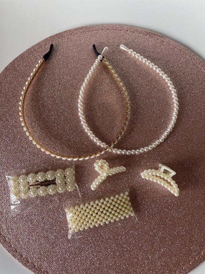 Lot accessoires pour cheveux avec perles