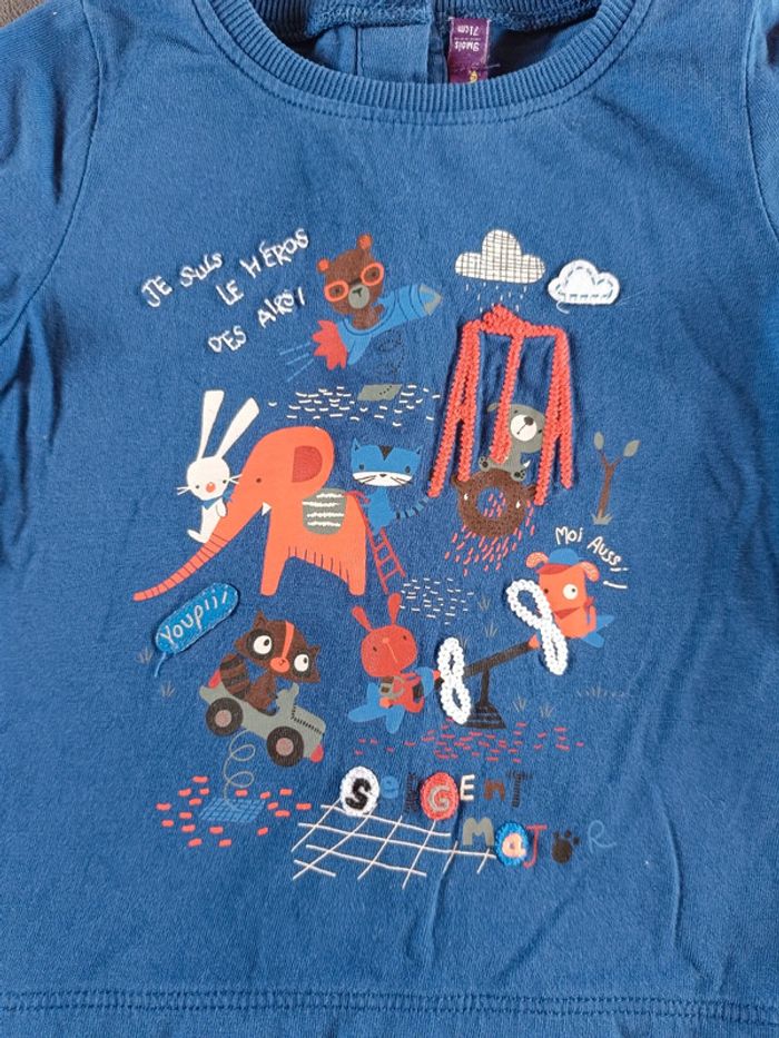 Tee shirt chemise manches courtes Garçon 9 mois parc jeux Sergent major 100% coton - photo numéro 3