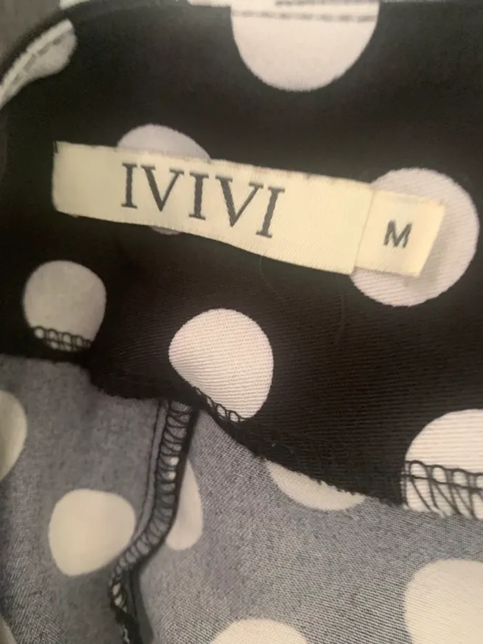 Blouse vintage Ivivi taille 38 noir à pois blanc - photo numéro 10