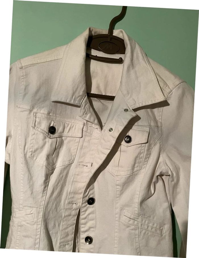 Veste en jean blanc OCCAZ Taille 36 / S - photo numéro 3
