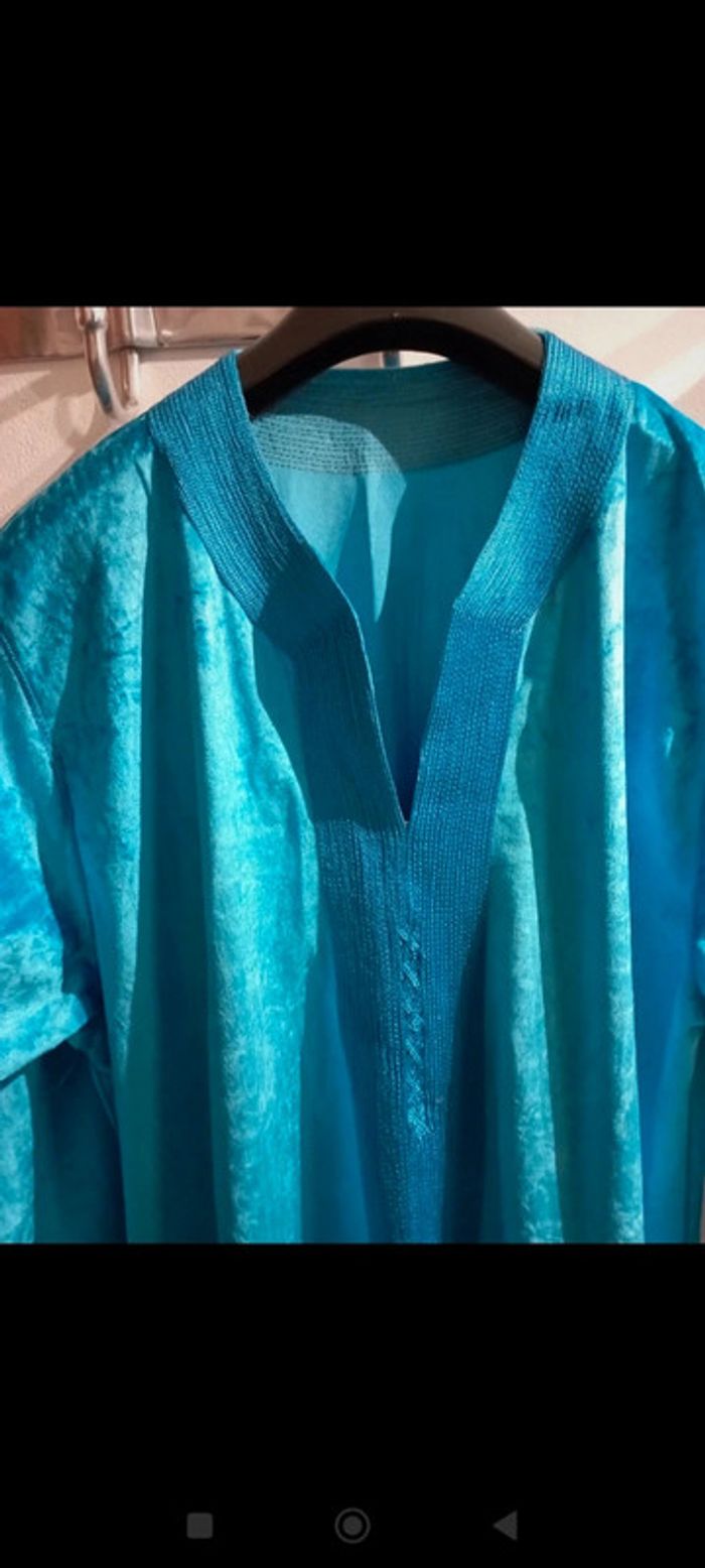 Djellaba velours turquoise neuve