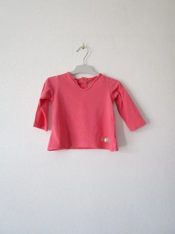 T-shirt corail col tunisien Obaïbi 6 mois TBE