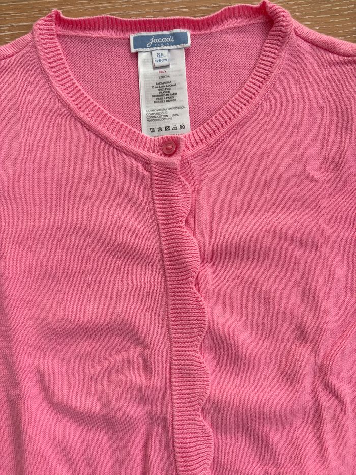 Gilet cardigan Jacadi 8 ans fille rose feston tbe - photo numéro 2