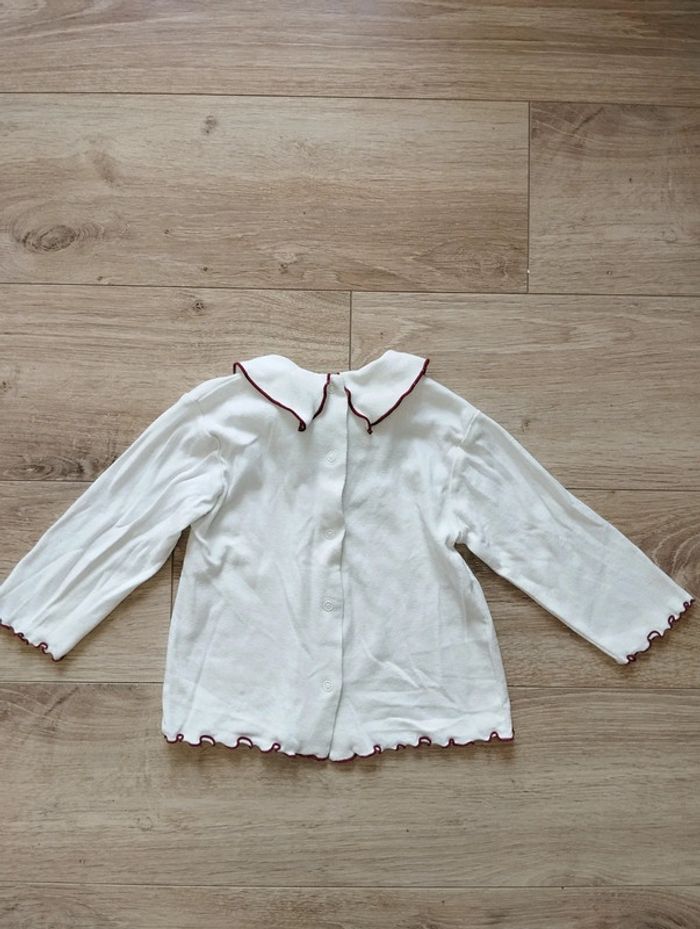 T-shirt manches longues mignon blanc froufrous rouges fille 18 mois - photo numéro 7