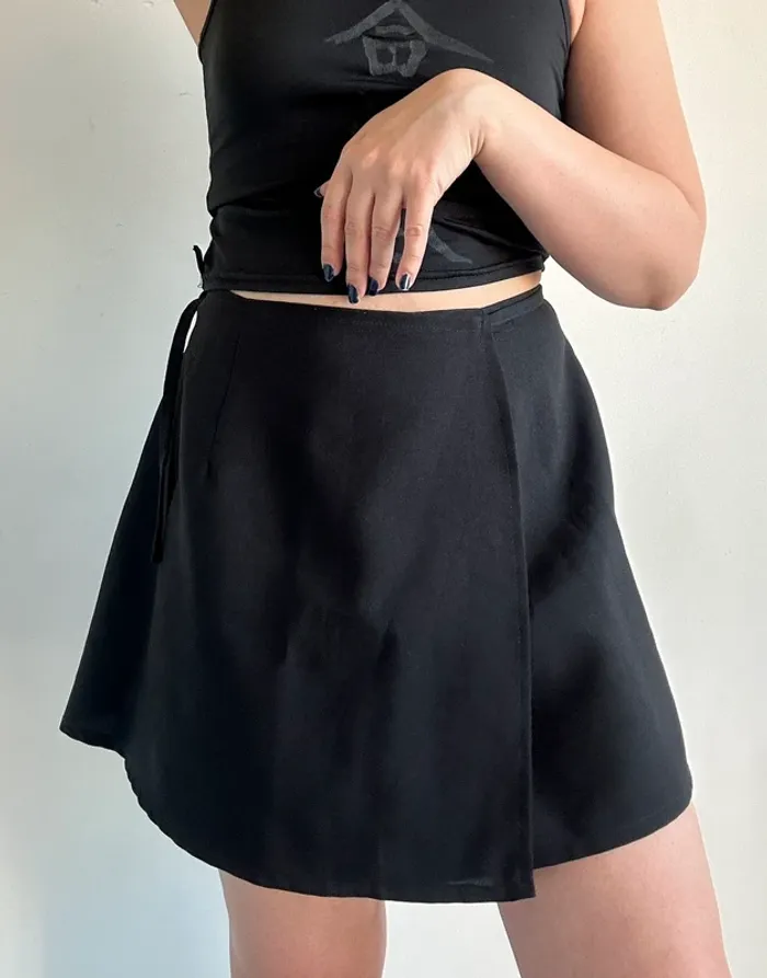 Jupe portefeuille vintage y2k années 90 noire taille S - photo numéro 3