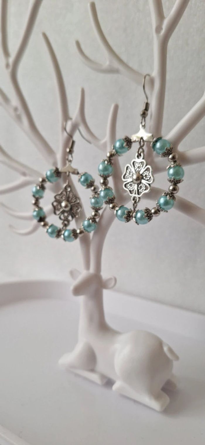 Boucles d'oreilles turquoise artisanales - photo numéro 3